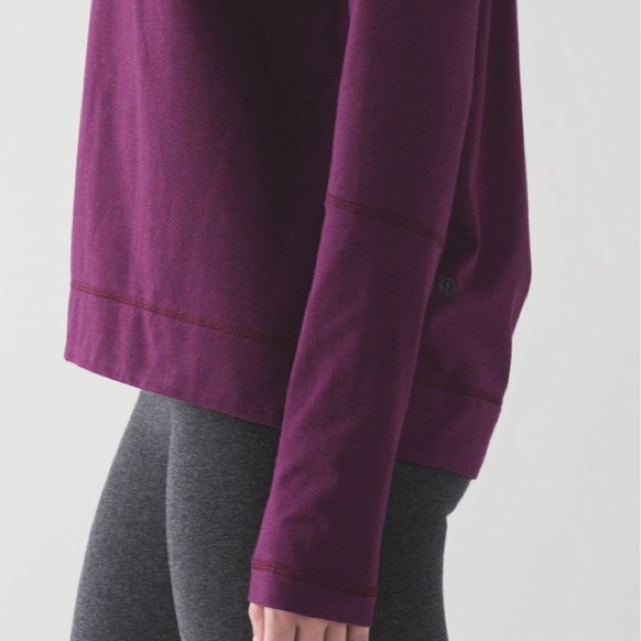 Lululemon Belle Long Sleeve Heathered Red Grape Small Purple Sweatshirt Pleated - Picture 8 of 9